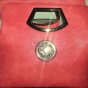 Salmon Handbag with Gold Accents